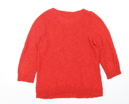 Per Una Womens Red Round Neck  Cotton Pullover Jumper Size 12