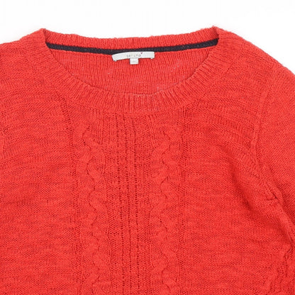 Per Una Womens Red Round Neck  Cotton Pullover Jumper Size 12