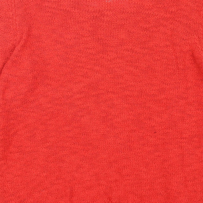 Per Una Womens Red Round Neck  Cotton Pullover Jumper Size 12