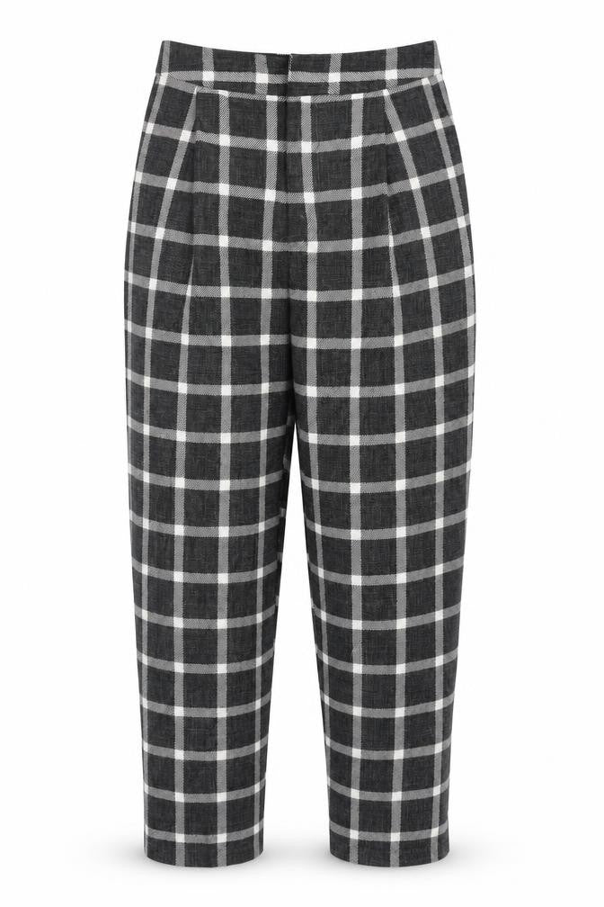 Light Before Dark Womens Grey Check Polyester Carrot Trousers Size 6 L26 in Regular Zip