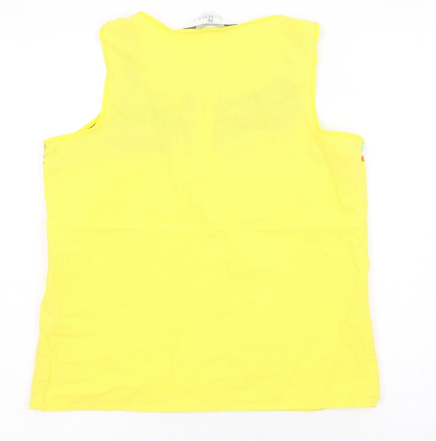 Slimma Womens Yellow Geometric Viscose Basic Tank Size 10 Square Neck