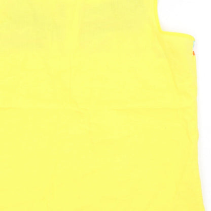 Slimma Womens Yellow Geometric Viscose Basic Tank Size 10 Square Neck