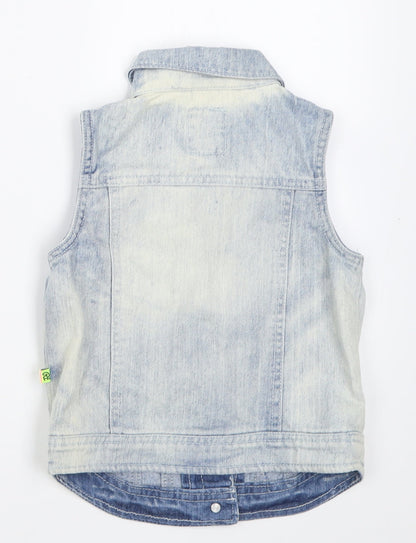 Preloved Reporter Girls Blue   Gilet Jacket Size 7 Years  Button - Back