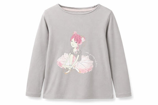 LITTLE KIDS Girls Grey  Cotton Basic Casual Size 8 Years Crew Neck Pullover - wear your tutu and dance