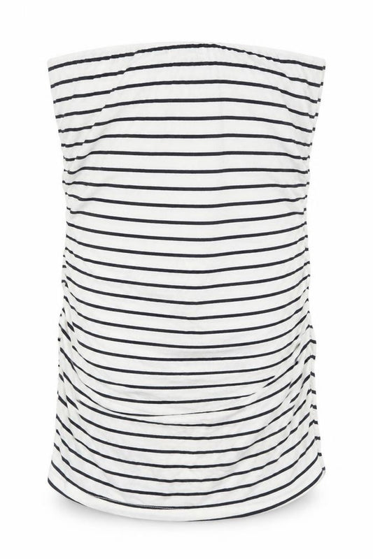 Dorothy Perkins Womens White Striped Cotton Straight & Pencil Skirt Size 12    - Ruched Sides