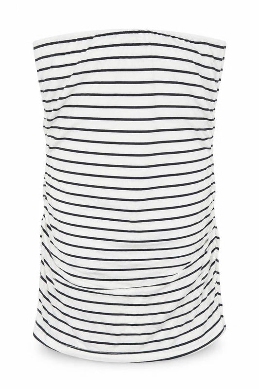 Dorothy Perkins Womens White Striped Cotton Straight & Pencil Skirt Size 12    - Ruched Sides