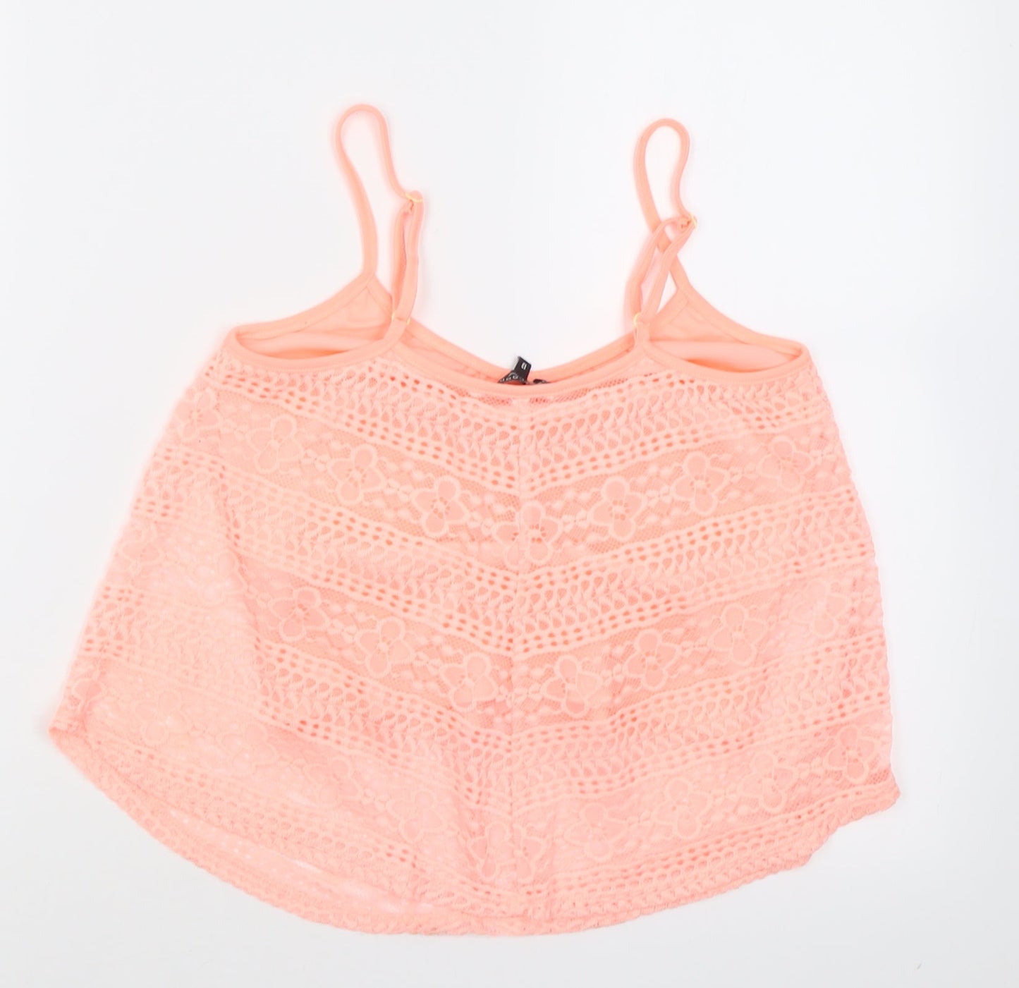 New Look Girls Pink Floral Nylon Basic Tank Size 13 Years Scoop Neck Pullover