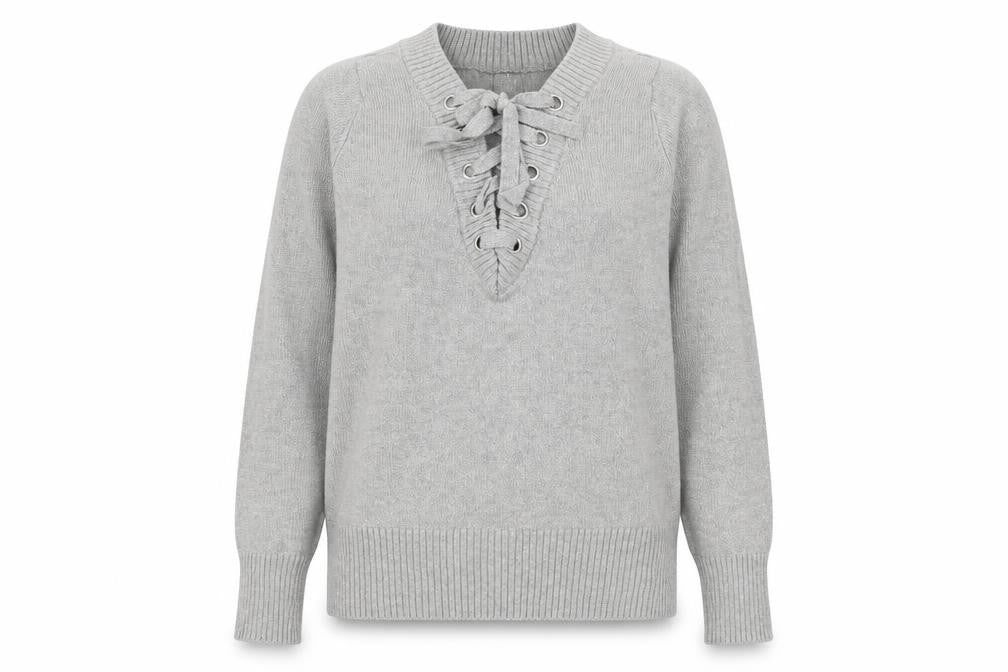 SOHO Womens Grey V-Neck  Cotton Pullover Jumper Size 10
