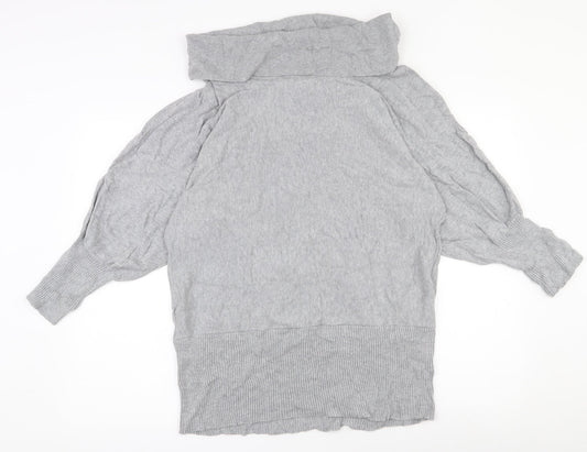 MARBLE Womens Grey Roll Neck  100% Cotton Pullover Jumper Size 10
