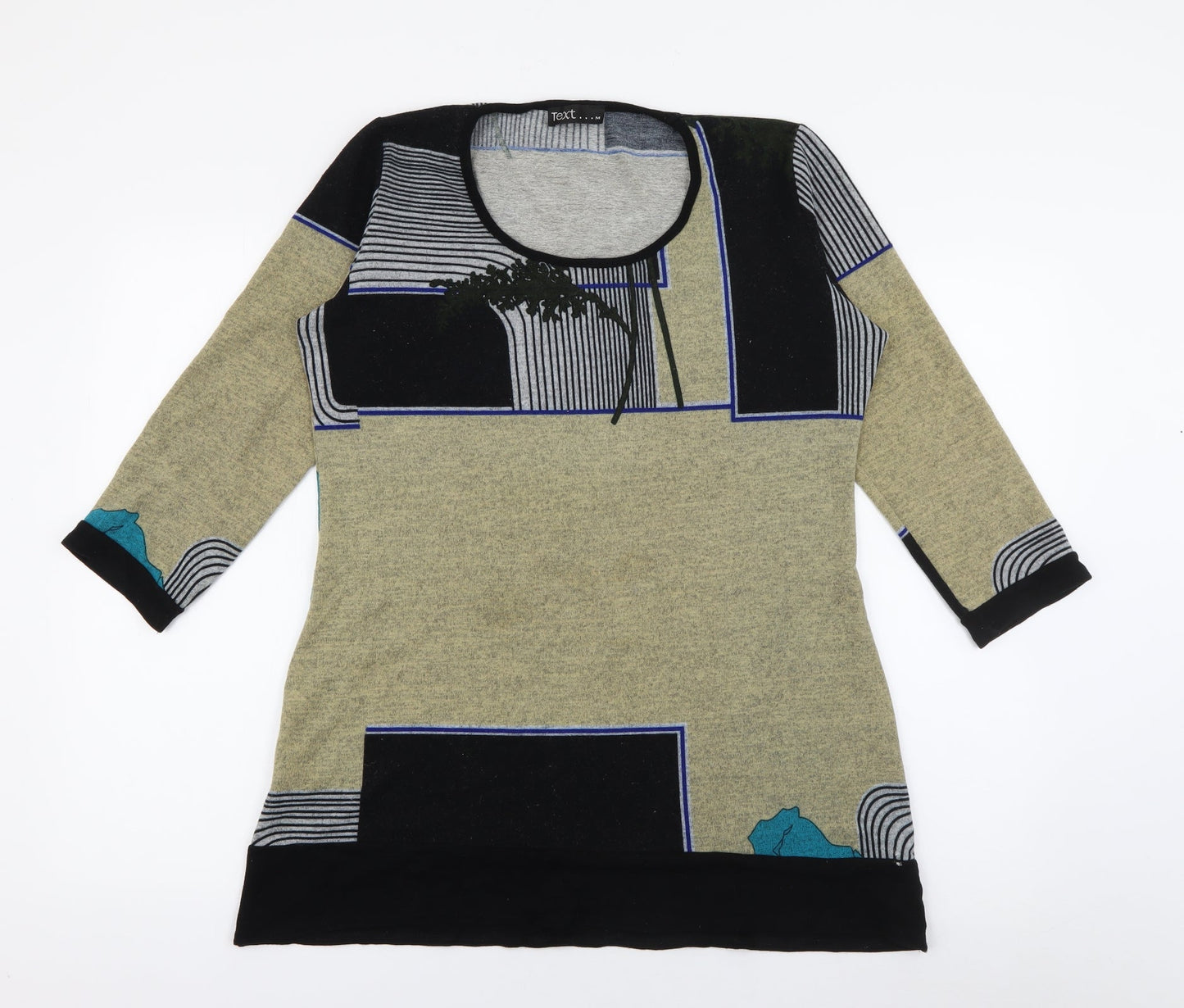 Text Womens Green Colourblock Polyester Jumper Dress  Size M  Round Neck Pullover