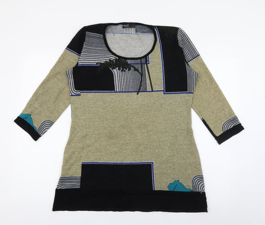 Text Womens Green Colourblock Polyester Jumper Dress  Size M  Round Neck Pullover