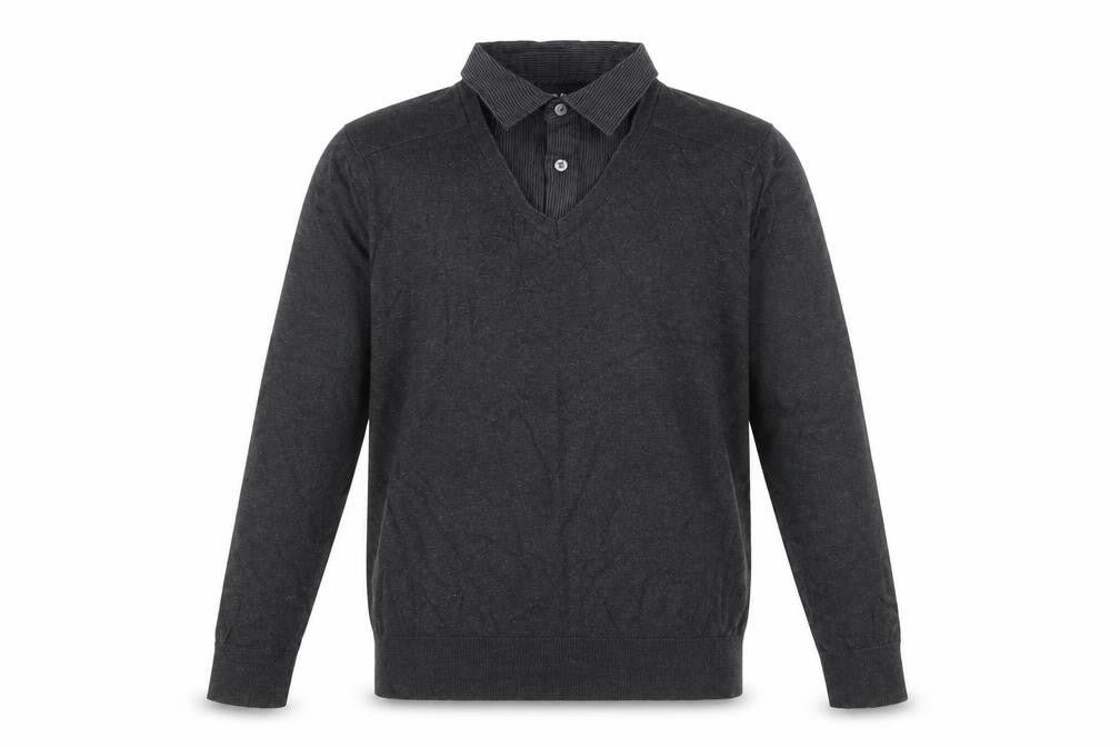 Marks & Spencer Mens Grey V-Neck  Cotton Pullover Jumper Size M
