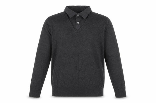 Marks & Spencer Mens Grey V-Neck  Cotton Pullover Jumper Size M