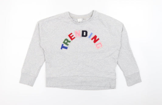 NEXT Girls Grey  Cotton Pullover Sweatshirt Size 9 Years   - Trending