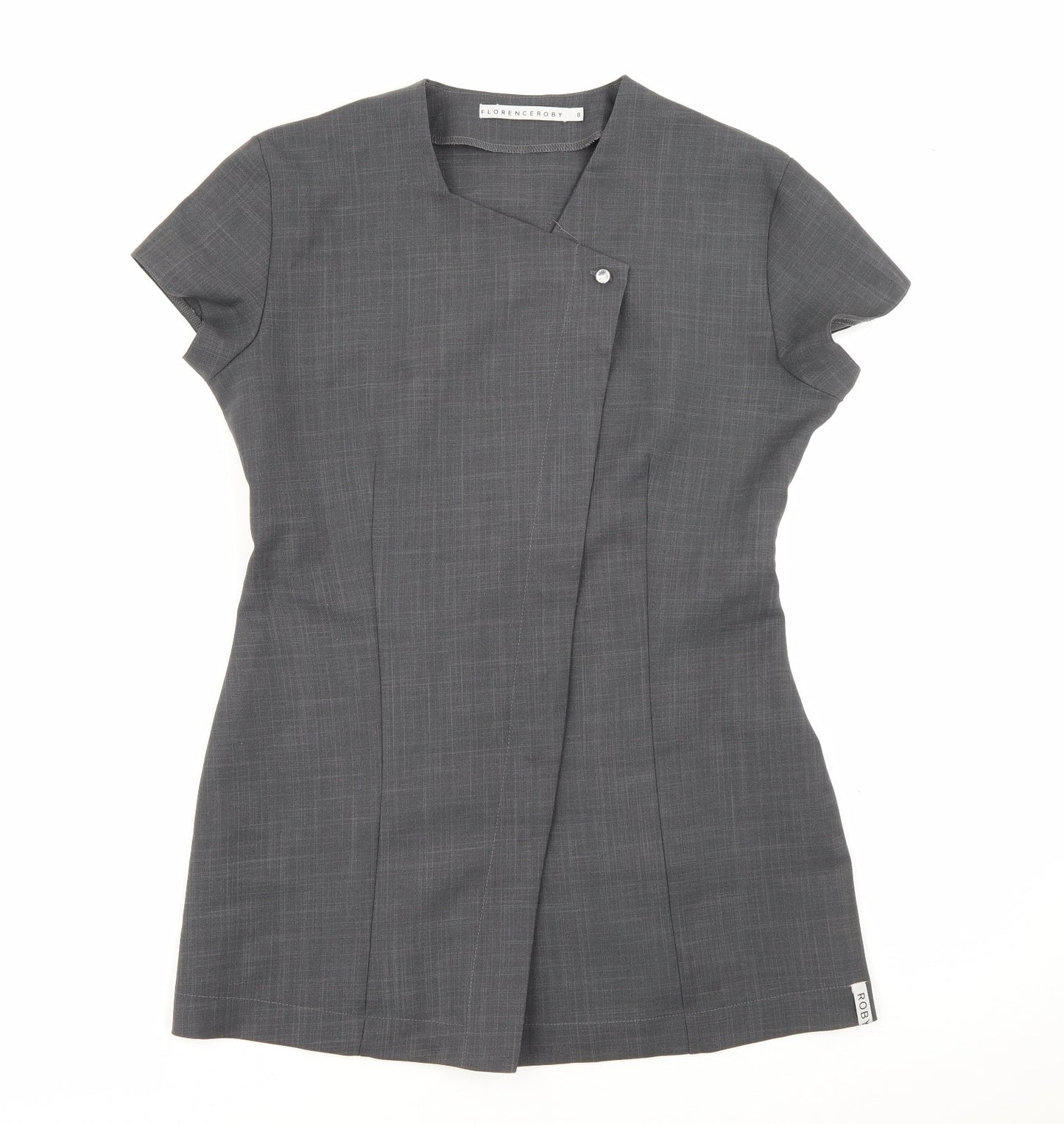 Florenceroby Womens Grey  Polyester Basic Button-Up Size 8 Square Neck