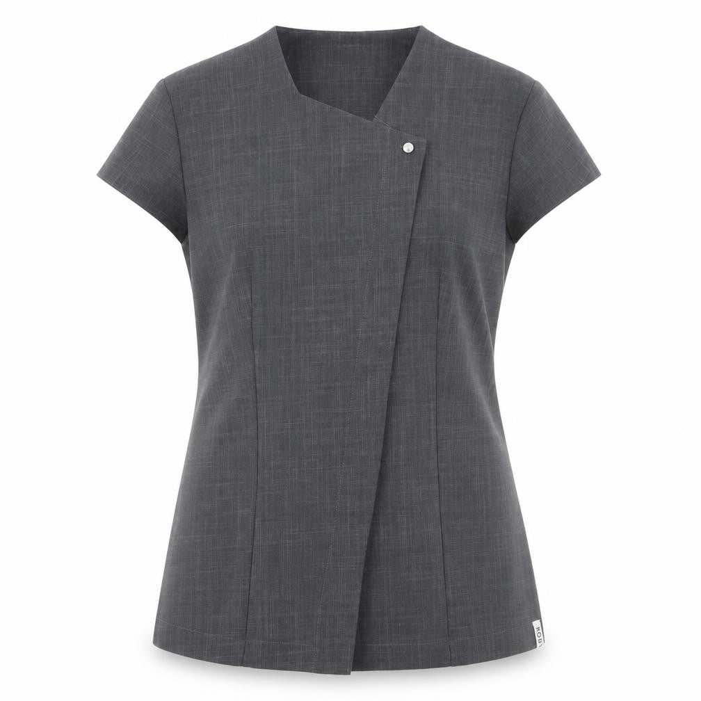 Florenceroby Womens Grey  Polyester Basic Button-Up Size 8 Square Neck