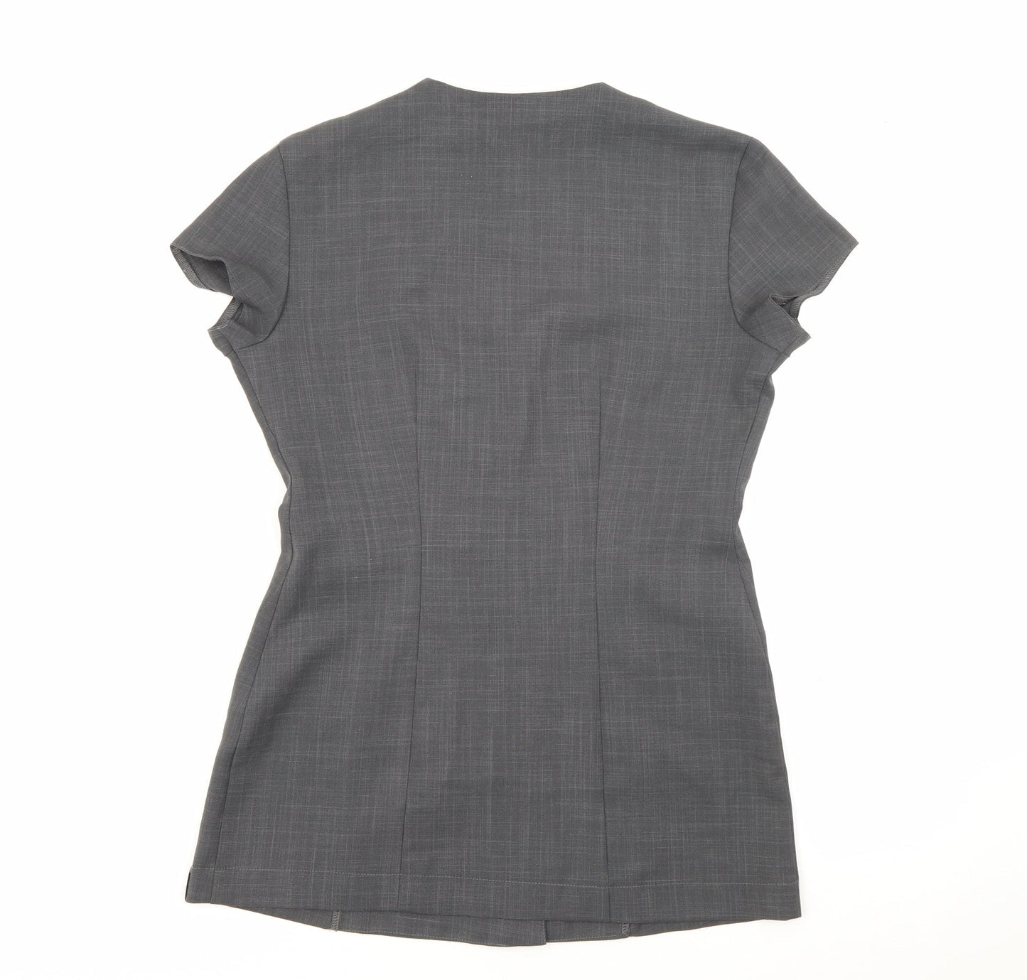 Florenceroby Womens Grey  Polyester Basic Button-Up Size 8 Square Neck