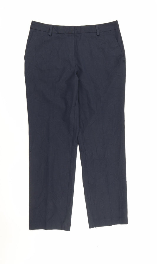 Marks and Spencer Womens Blue  Polyester Carrot Trousers Size 12 L28 in Regular Zip