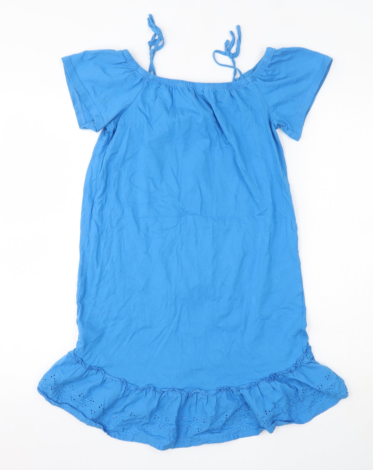 Papaya Womens Blue  100% Cotton Basic T-Shirt Size 8 Scoop Neck