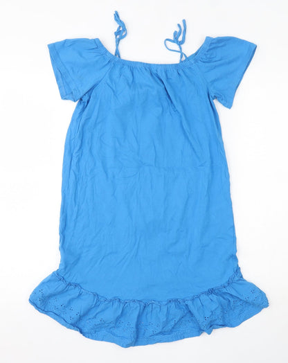 Papaya Womens Blue  100% Cotton Basic T-Shirt Size 8 Scoop Neck