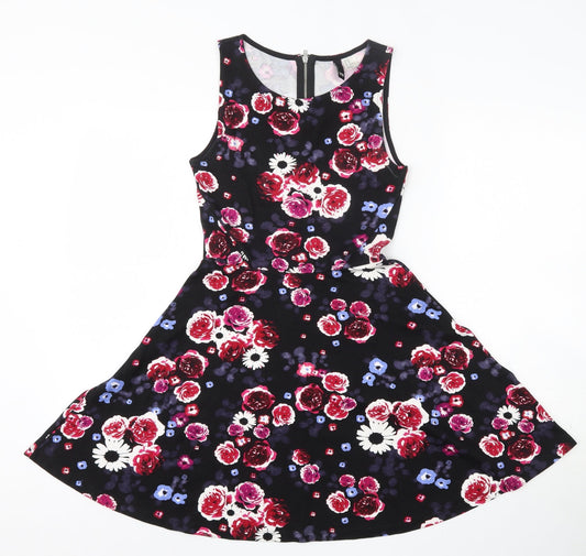 Divided Womens Multicoloured Floral Viscose Bodycon  Size XS  Round Neck