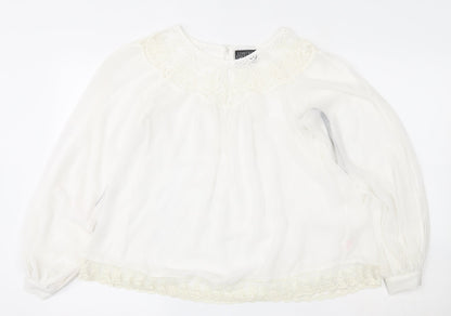 Atmosphere Womens Ivory  Polyester Basic Button-Up Size 10 Round Neck