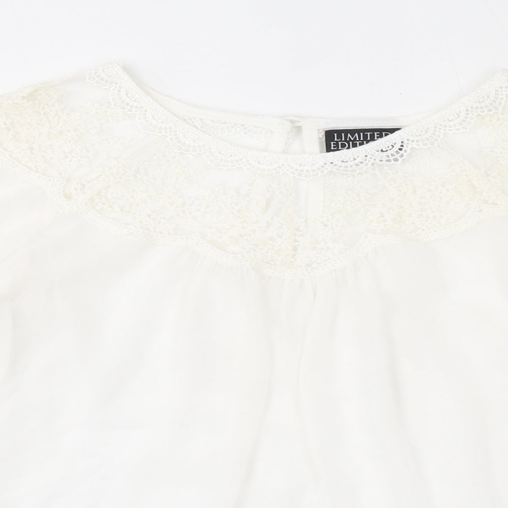 Atmosphere Womens Ivory  Polyester Basic Button-Up Size 10 Round Neck