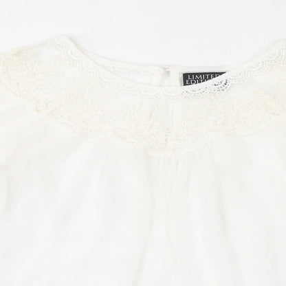 Atmosphere Womens Ivory  Polyester Basic Button-Up Size 10 Round Neck