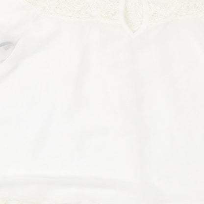 Atmosphere Womens Ivory  Polyester Basic Button-Up Size 10 Round Neck