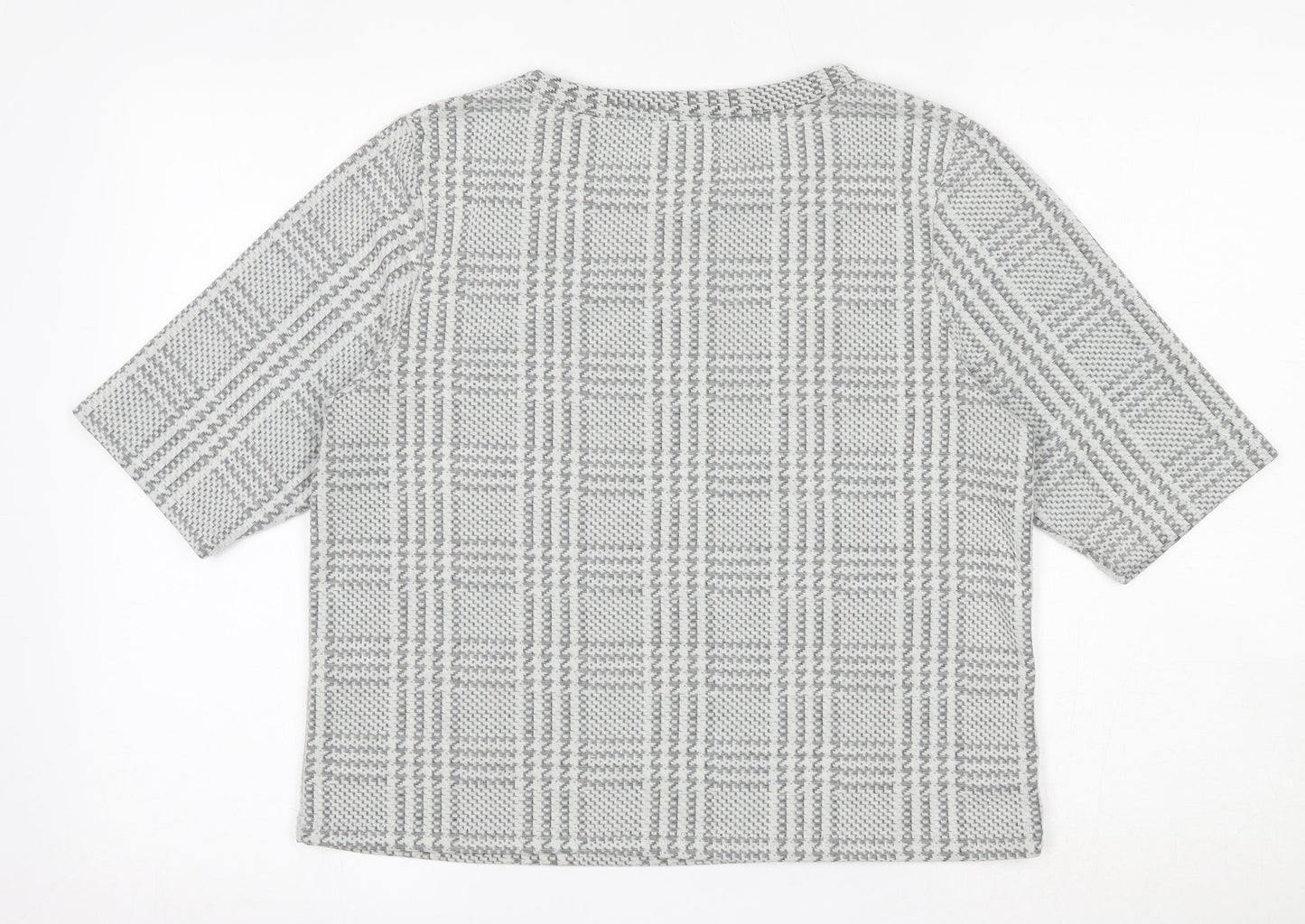 New Look Womens Ivory Plaid Polyester Pullover Sweatshirt Size 10