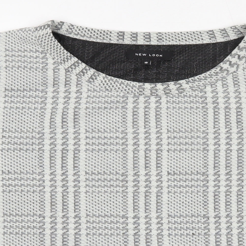 New Look Womens Ivory Plaid Polyester Pullover Sweatshirt Size 10