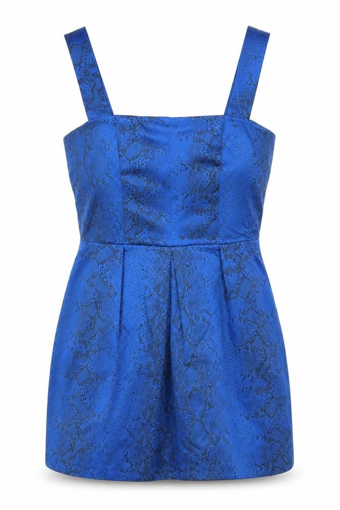 ASOS Womens Blue Animal Print Polyester Basic Blouse Size 12 Square Neck - Snakeskin Print