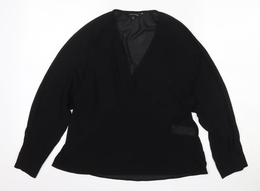 New Look Womens Black  Polyester Basic Blouse Size 8 V-Neck