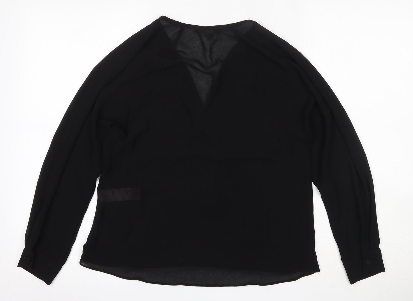 New Look Womens Black  Polyester Basic Blouse Size 8 V-Neck