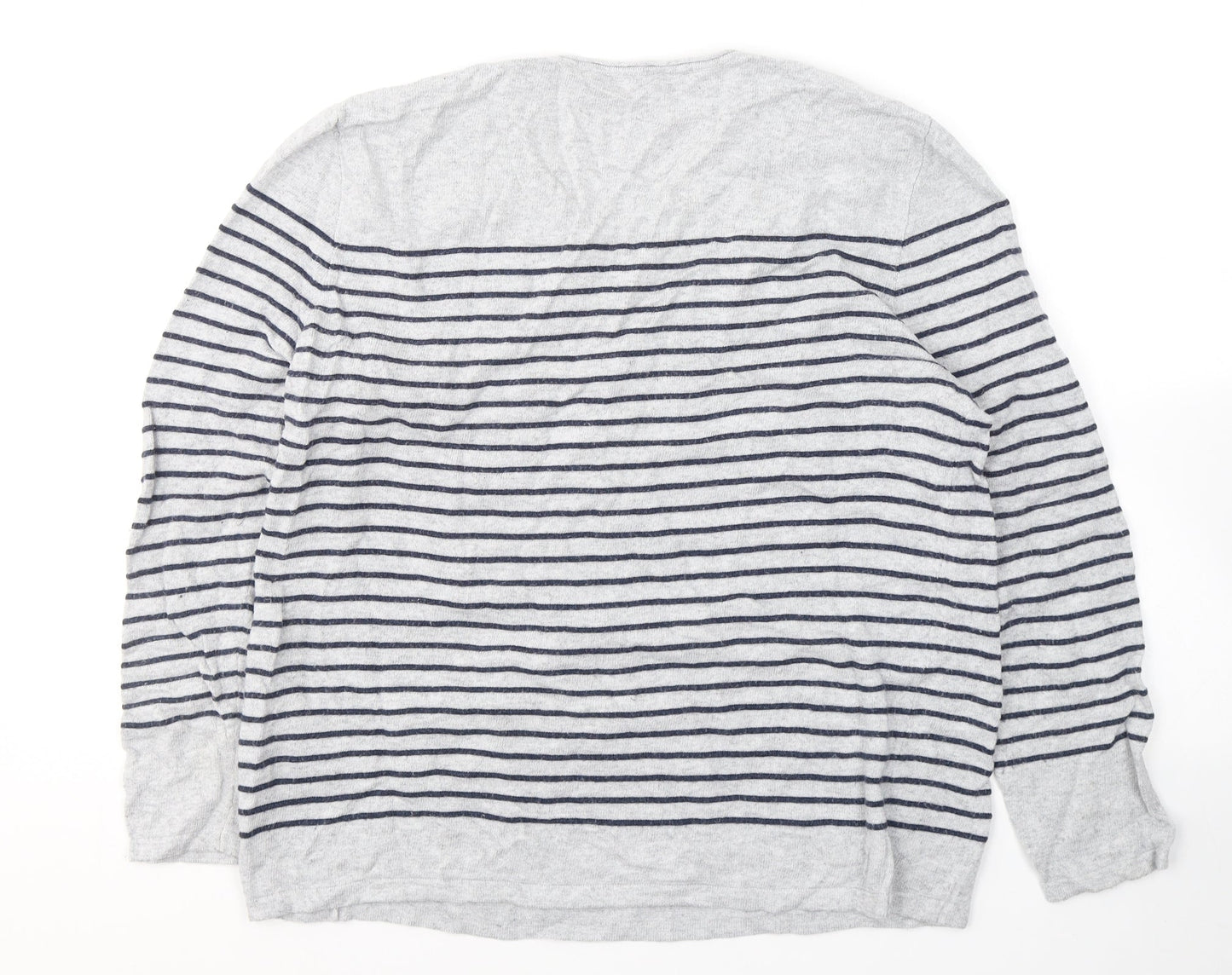 Gerry Weber Womens Grey Round Neck Striped Acrylic Pullover Jumper Size 12