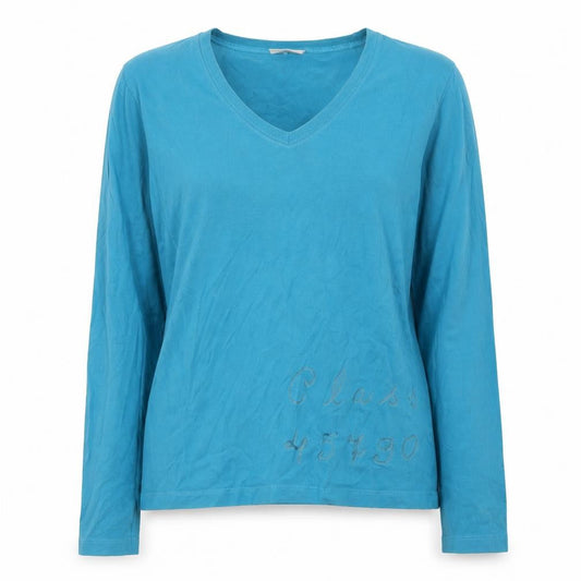 Murphy & Nye Womens Blue  Cotton Jersey T-Shirt Size L V-Neck