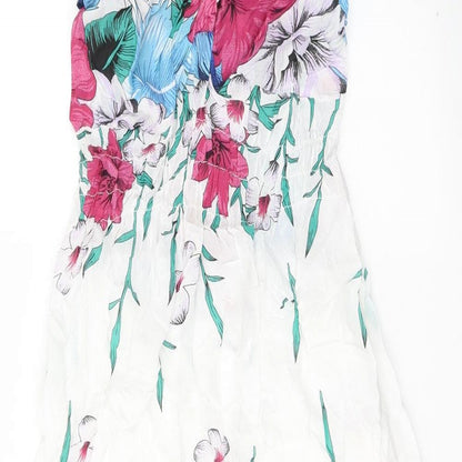 Womens White Floral Viscose Fit & Flare  Size 6  Halter Pullover