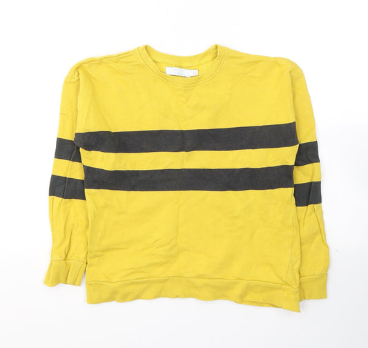 Leigh Tucker Boys Yellow Striped Cotton Pullover Sweatshirt Size 6-7 Years  Pullover