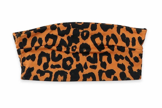 PRETTYLITTLETHING Womens Orange Animal Print Polyester Cropped T-Shirt Size 4 Off the Shoulder