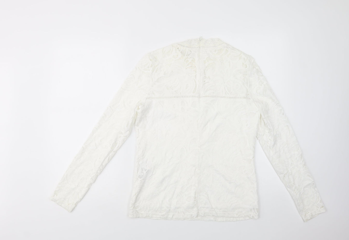 VILA Womens White  Polyamide Basic Blouse Size L Mock Neck