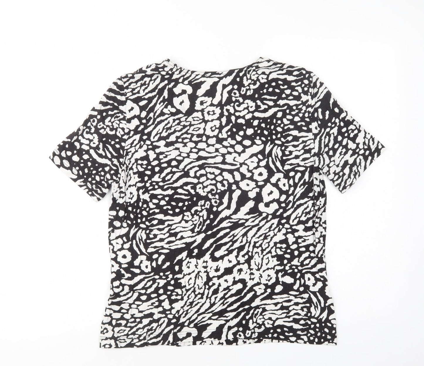 Gerry Weber Womens Black Animal Print Viscose Basic Blouse Size 14 V-Neck