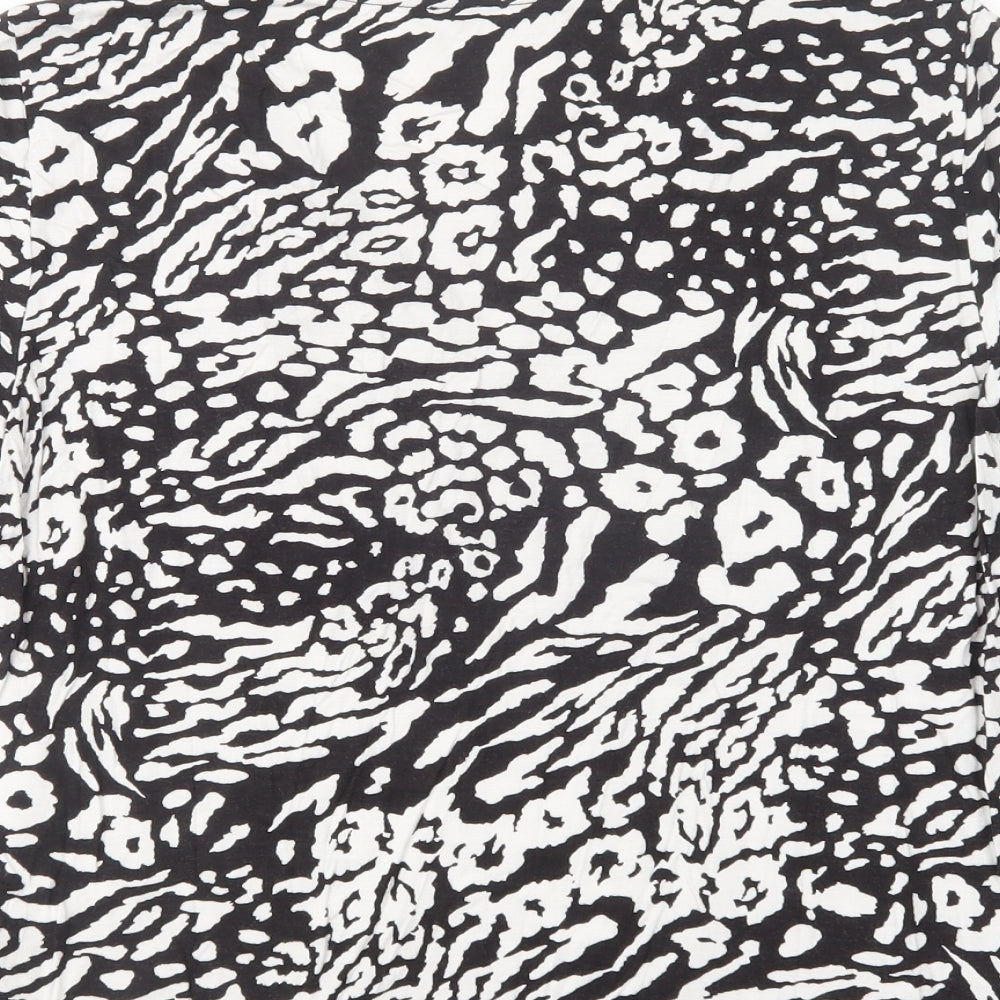 Gerry Weber Womens Black Animal Print Viscose Basic Blouse Size 14 V-Neck