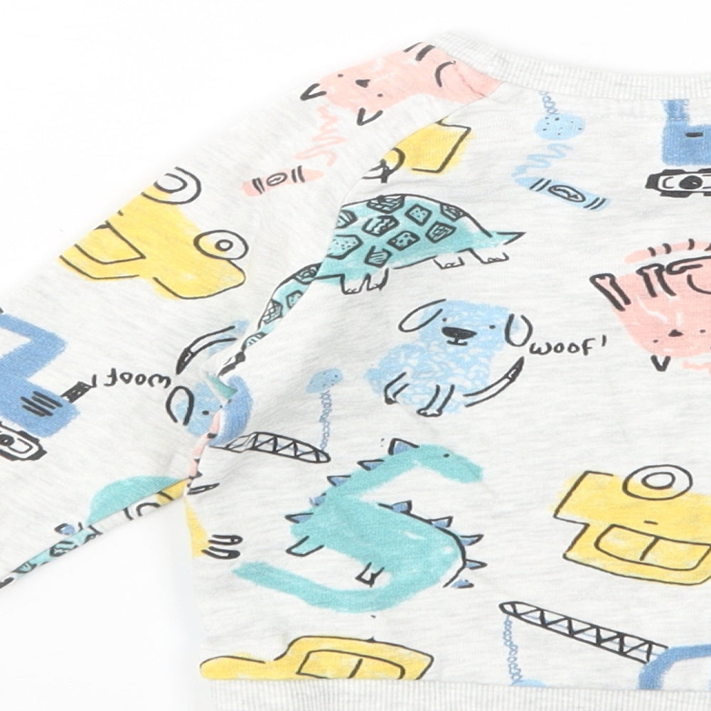 Matalan Baby Grey Geometric Cotton Pullover Jumper Size 9-12 Months  Pullover - Vehicles And Animals