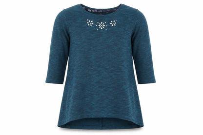 F&F Girls Green Crew Neck  Polyester Tunic Jumper Size 8-9 Years  Pullover - Embellished