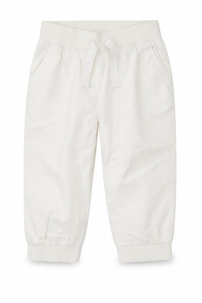 NEXT Girls White  Cotton Chino Trousers Size 9 Years  Regular Drawstring