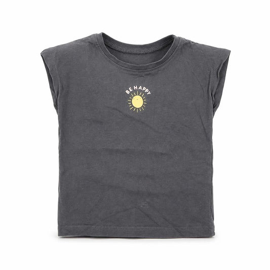 George Baby Grey  Cotton Basic T-Shirt Size 9-12 Months Crew Neck Pullover - Be Happy