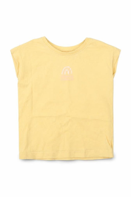George Baby Yellow  Cotton Basic T-Shirt Size 9-12 Months Crew Neck Pullover - Rainbows And |Smiles