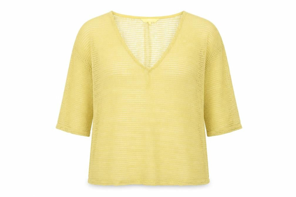 NEXT Womens Yellow  Polyester Basic Blouse Size 8 V-Neck