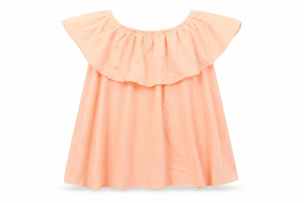 Candy Couture Girls Orange  Polyester Basic T-Shirt Size 12 Years Off the Shoulder