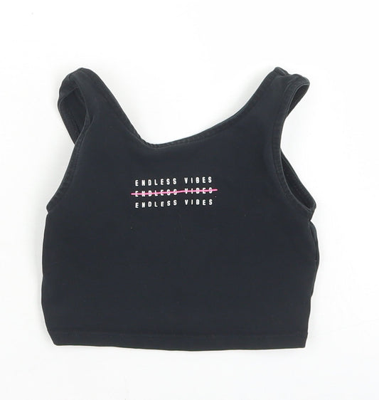 George Girls Black  Cotton Cropped Tank Size 4-5 Years Round Neck  - Endless Vibes